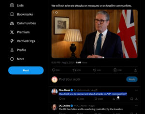Keir Starmer Prime Minister of the United Kingdom on Muslim Communities only(Elon Musk tweet " What about all communities and not just the Muslim community ")